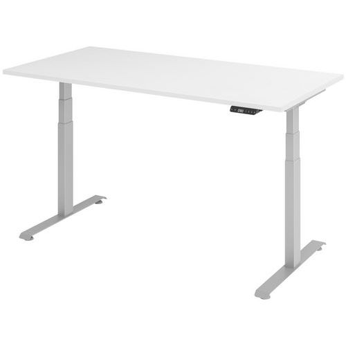 Manutan Expert - Bureau électrique 160x80 cm Blanc-Gris - Hauteur réglable 64.5-129.5 cm - Charge 100kg - 3 ans Garantie