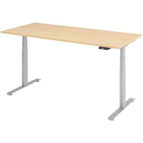 Manutan Expert - Bureau électrique 180x80 cm Érable-Gris - Hauteur réglable 64.5-129.5 cm - Charge 100 kg - 10 ans Garantie