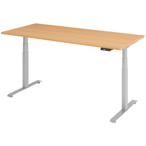 Manutan Expert - Bureau électrique 180x80cm Hêtre-Gris - Réglable en hauteur 64.5-129.5cm - Charge 100kg - Garantie 10 ans - Éco-responsable