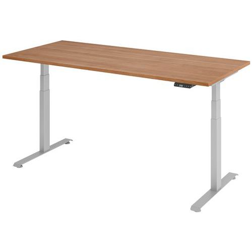 Manutan Expert - Bureau électrique 180x80 cm Noyer-Gris - Hauteur réglable 64.5-129.5 cm - Charge 100 kg - 10 ans garantie