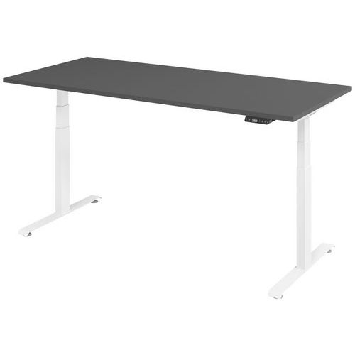 Manutan Expert - Bureau électrique 180x80 cm Graphite-Blanc - Hauteur réglable 64.5-129.5 cm - Charge 100 kg - 3 ans Garantie