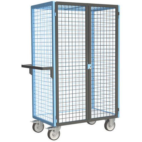 Fimm - Servante grillagée 4 côtés - 1000 x 600 mm - Charge 500 kg - Plateau bois - Roues TPE 160 mm