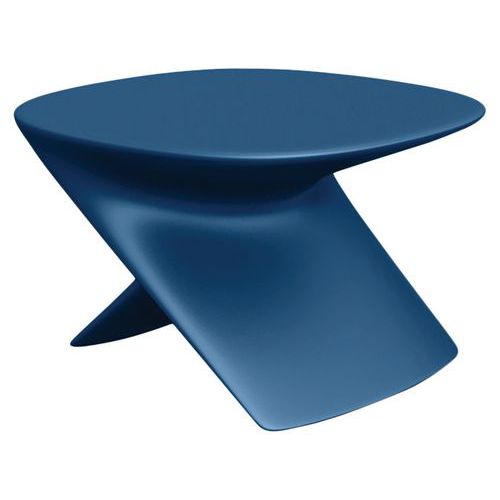 Qui est Paul - Table basse Ublo Bleu Recyclé 30% - Plateau Polyéthylène - Piétement En X - 61.5 cm - Design Écologique