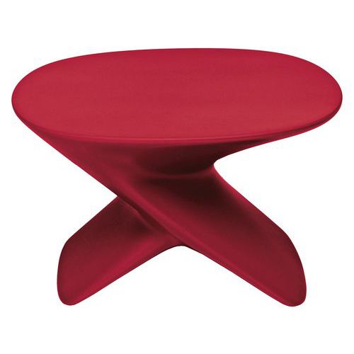 Qui est Paul - Table basse Ublo Rouge RAL 3031 - Polyéthylène - Piétement En X - 61.5x60.8x37.3 cm - Design Moderne