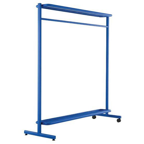 Vestiaire mobile porte-cintres Bleu - Acier 160x150x50cm - 2 roulettes - 5 ans garantie