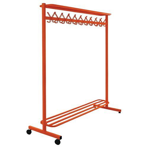 Vestiaire mobile 20 bipatères Orange - Acier 160x150x50 cm - 20 patères - Roulettes - 5 ans garantie