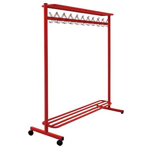 Vestiaire mobile 20 patères Rouge - Acier 160x150x50cm - Mobile et Robuste - 5 ans Garantie
