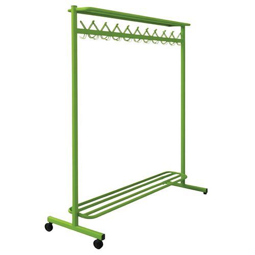 Vestiaire mobile 20 bipatères Vert Anis - Acier - 160x150x50 cm - 20 patères - Roulettes - 5 ans garantie