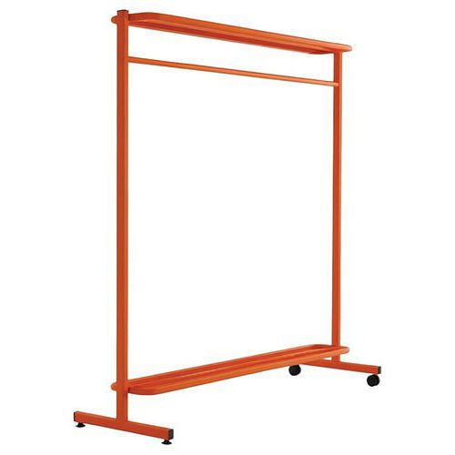 Vestiaire mobile porte-cintres Orange - Acier 160x150x50cm - 2 roulettes - 5 ans garantie