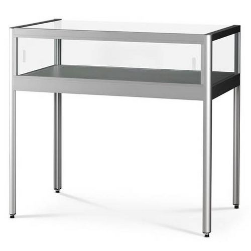 Vitrine Exposition Sur Pieds - 100 X 60 X 92 Cm Argent