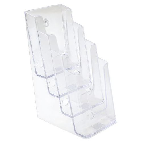 Manutan Expert - Présentoir de table transparent 4 x 1/3 A4 en plexiglas - Format DL - Hauteur 25 cm