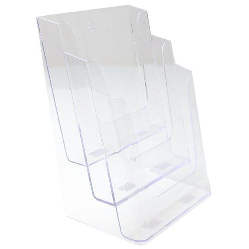 Manutan Expert - Présentoir multi-cases A4 Transparent Plexiglas - 3 compartiments - 32cm Hauteur - Organisez vos documents