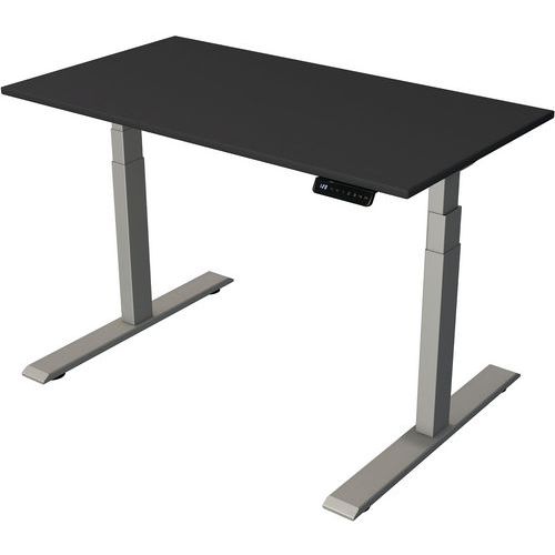 Kerkmann - Bureau réglable Smart Office L1200xP650mm - Hauteur 630-1270mm - Plateau Anthracite - Piétement Argent - Éco-responsable