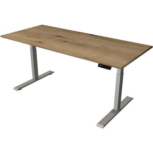 Kerkmann - Bureau réglable électrique Move2 Silver L180xP80cm Chêne/Argent - Hauteur 63-127cm - Télétravail