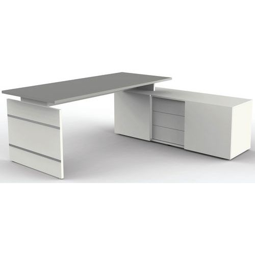 Kerkmann - Poste de travail Form 4 - Bureau 180cm Blanc/Graphite - Éco-responsable