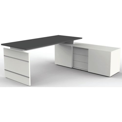 Poste Travail Form4 Bureau 1800/buffet 1600 Blanc/anthr.