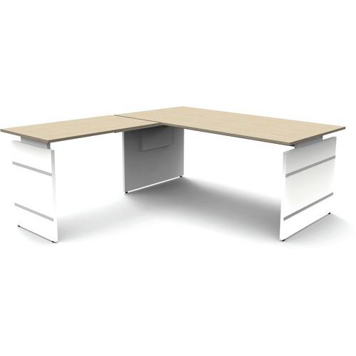 Kerkmann - Bureau réglable Form4 L180xP80cm+extension L100cm, Érable, Hauteur réglable 68-76cm, Éco-responsable