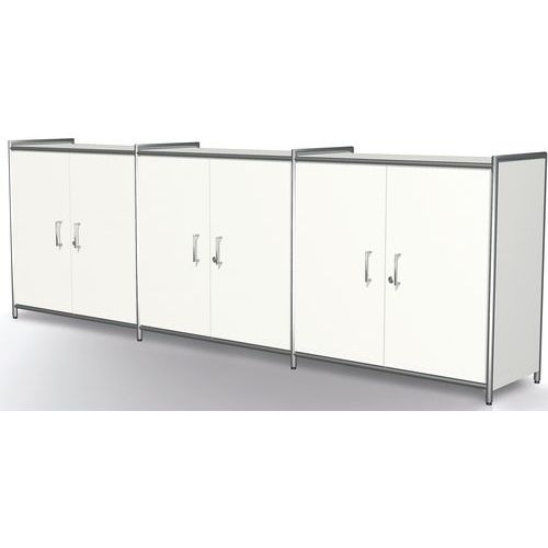 Buffet Artline Large Portes 2360x380x780mm 2 Ã‰tagères Blanc