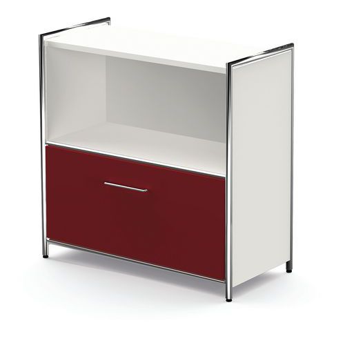 Buffet Artline Large Avec 1 Tiroir 800x380x780 Blanc/rouge