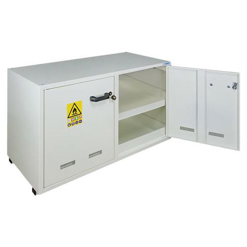 Trionyx - Armoire basse acides-bases 60 L - 2 portes battantes - Résistance au feu 30 min - Mi-haute