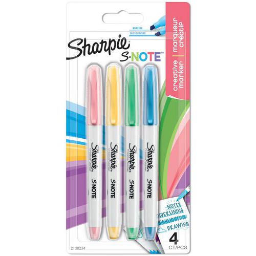 Surligneur Marqueurs Créatifs Sharpie Snote Assortis Lot 4