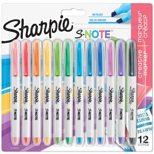 Surligneur Marqueur Créatif Sharpie Snote Assortis Lot 12