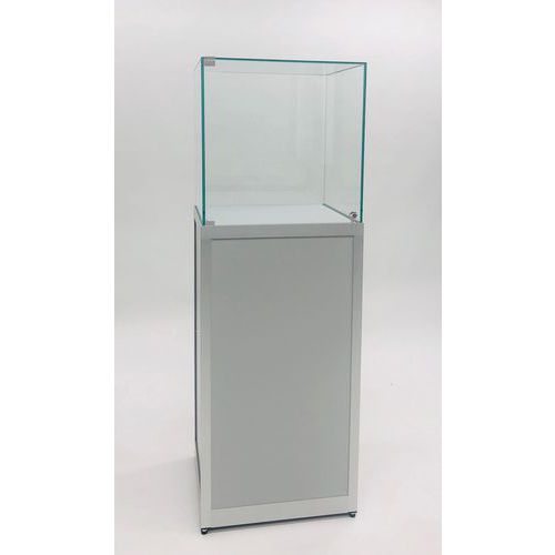 Vitrine Exposition Cloche Sur Socle - 50x50x150 Cm - Argent