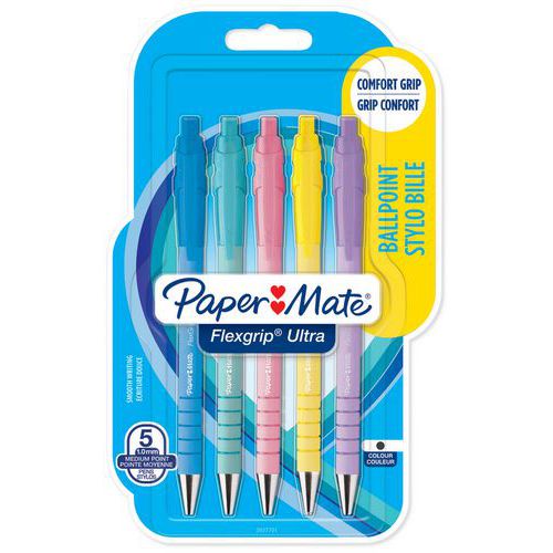 Flexgrip Stylo Bille Rétractable Pointe Moyenne Pastel