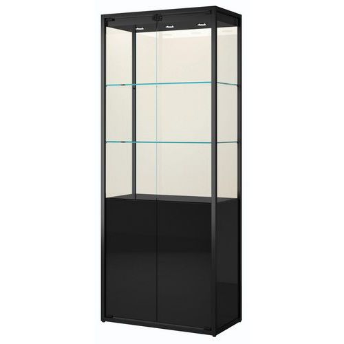 Vitrine Exposition Avec Rangement - 75x45x190 Cm - Noir