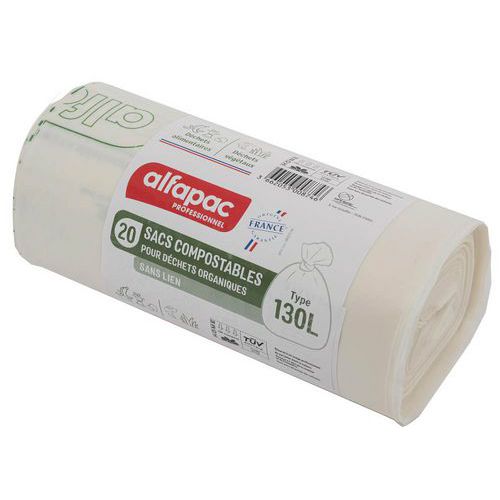 Sac poubelle compostable 130 L pour déchet organiques Alfapac