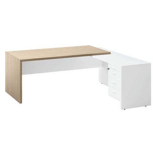Bureau D Et Retour Av Caiss. Retour À D.200x194cm Orme/blanc