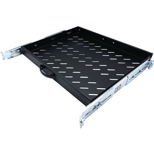 Étagère coulissante universelle 1U - 550 mm Largeur - Gris/Noir - Idéale pour Rack Informatique