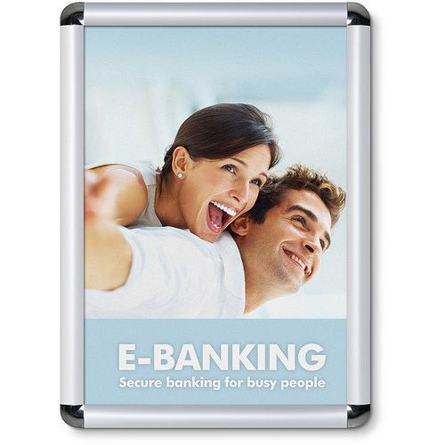 Manutan Expert - Cadre Clic-Clac Aluminium A3 Coin Rond - 32.8x45.1cm - Lean Management