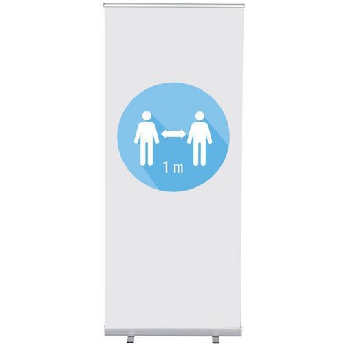 Showdown Displays - Roll-Banner Budget 85 Blanc - 870x2080mm - Présentoir Complet 1 Mètre