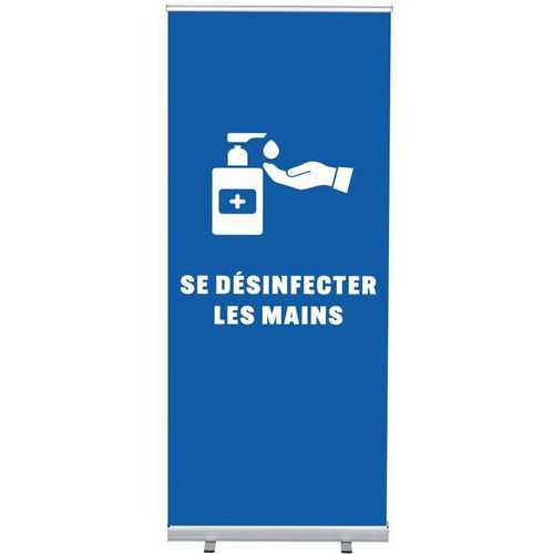 Roll-banner Budget 85 Komplett-set Désinfecter Les Mains Bleu Français