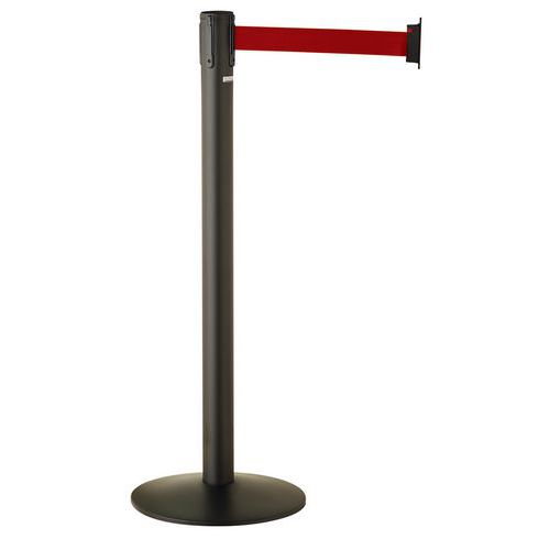 Poteau Gris à Sangle Sur Socle Paceo - 3 M - Rouge