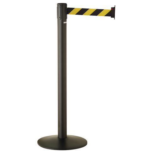 Poteau Gris à Sangle Sur Socle Paceo - 3 M - Noir / Jaune