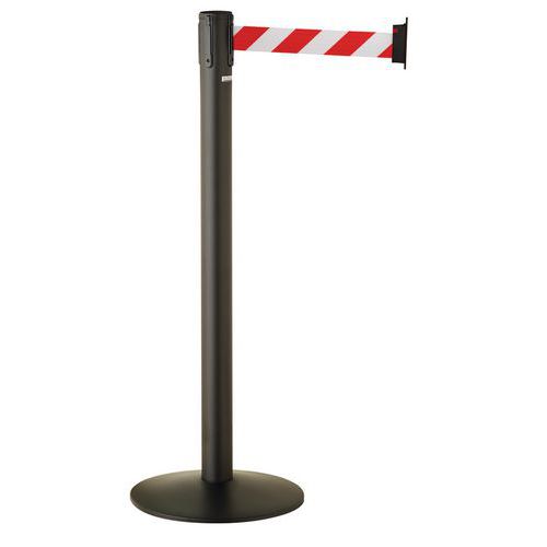 Poteau Gris à Sangle Sur Socle Paceo - 3 M - Rouge / Blanc