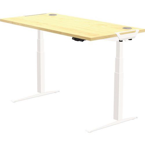 Bureau Réglable Levado -piètement Blanc Plateau 160cm Érable