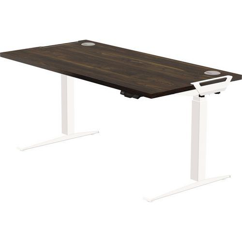 Bureau Réglable Levado -piètement Blanc Plateau 140cm Noyer