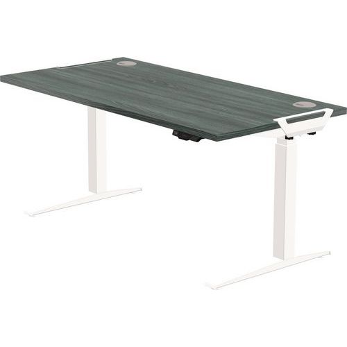 Bureau Réglable Levado -piètement Blanc Plateau 140cm Chêne