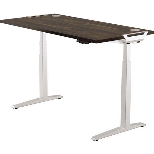 Bureau Réglable Levado -piètement Gris Plateau 180cm Noyer