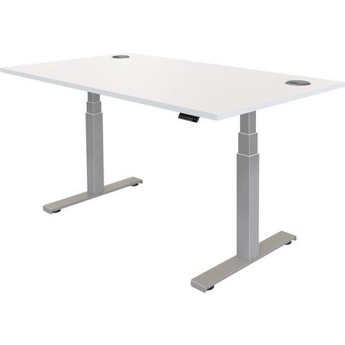 Bureau Réglable Cambio -piètement Gris Plateau 120cm Blanc