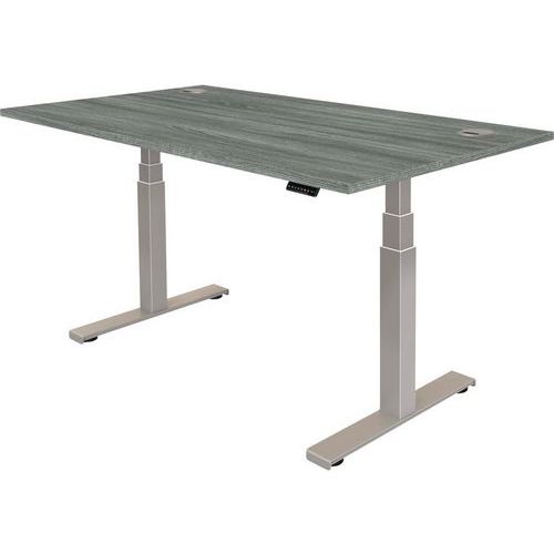 Bureau Réglable Cambio -piètement Gris Plateau 140cm Chêne