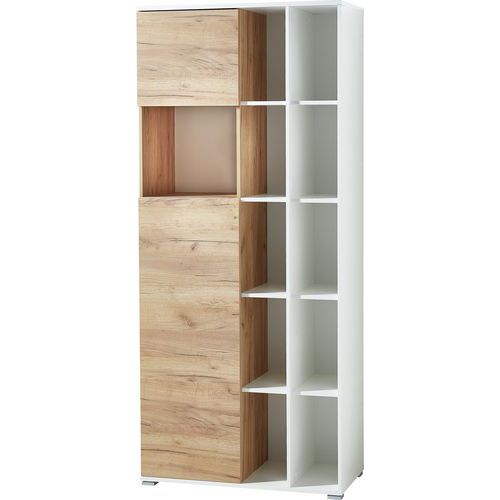 Germania - Armoire de bureau GW-Lioni - 85x197cm Blanc et Chêne - 10kg par tablette - Montage facile