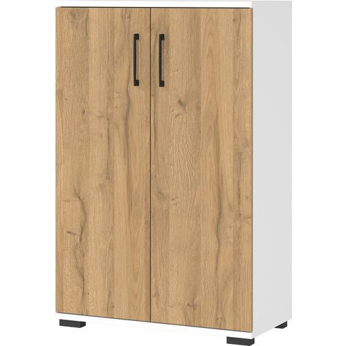 Germania - Armoire de bureau GW-Profi 2.0 - 80x123cm Blanc/Chêne - 10kg par tablette - À monter
