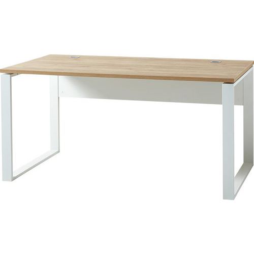 Germania - Bureau GW-Lioni Droit Chêne et Blanc - 158x75x79cm - Charge 65kg - Montage Facile