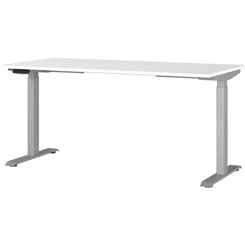 Germania - Bureau électrique réglable GW-Jet 160cm Blanc/Argent - Hauteur 72-120cm - Charge 80kg - Bureau droit