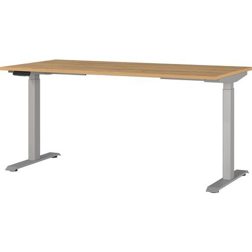 Germania - Bureau électrique réglable GW-Jet 160cm Chêne/Argent - Hauteur 72-120cm - Charge 80kg - Idéal bureau moderne
