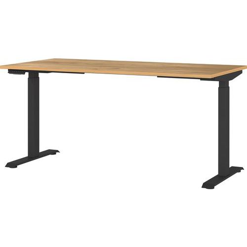 Germania - Bureau électrique réglable GW-Jet 160cm Chêne clair/Noir - Hauteur 72-120cm - Charge 80kg - Idéal bureau droit